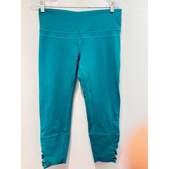 PRANA Chakara Deco Capri Leggings in Dragonfly Teal Women’s M - Picture 1 of 5